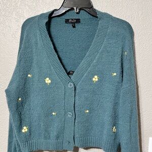 Teel Cardigan with Yellow Floral Accents Set